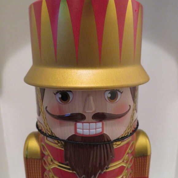 Christmas Red Nutcracker Tin Can Silver Crane Co. Keepsake Gift Empty Container - Picture 2 of 14